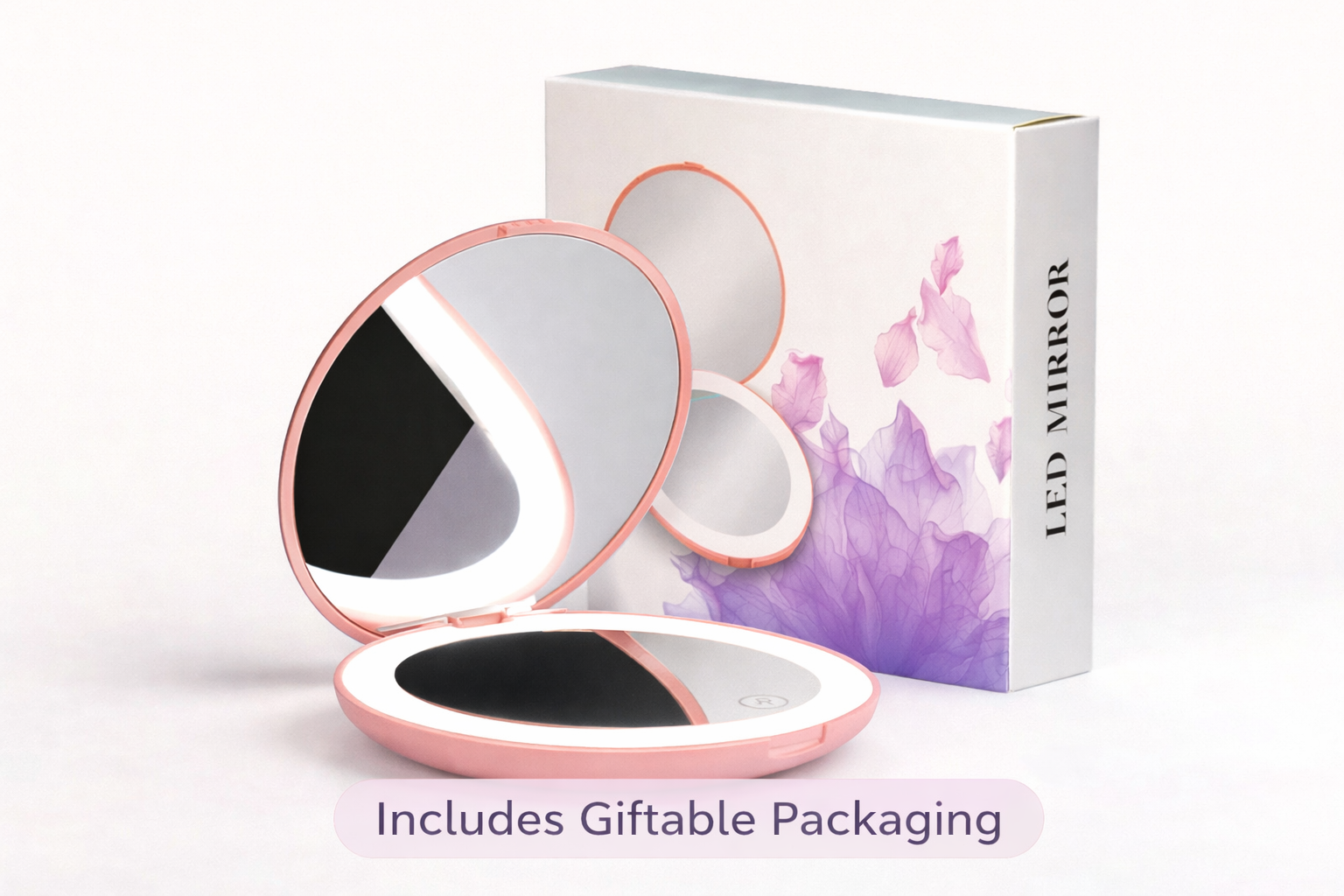 LED Compact Makeup Mirror with Light - Travel Size